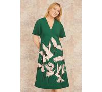 Yumi Women's Green Recycled Fabric Crane Print Kimono Midi Dress | Size: 22 Yumi Green 22