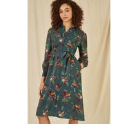 Yumi Recycled Green Fox Print Shirt Midi Dress (UK, Numeric, 16, Regular, Regular, Green)