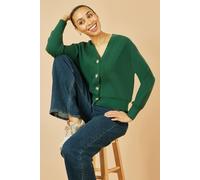 Yumi Women's Green Relaxed Fit Cardigan With Stitch Detail | Size: Large Yumi Green L