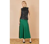 Yumi Women's Green Satin Midi Skirt | Size: 14