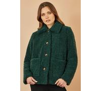 Yumi Women's Green Short Teddy Bear Jacket | Size: 12 Yumi Green 12
