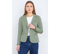 Yumi Women's Green Stretch Cotton Blazer in Khaki | Size: 16 Yumi Khaki 16
