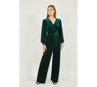 Yumi Green Velvet Long Sleeve Womens Jumpsuit 14 Green