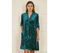 Yumi Women's Green Velvet Tunic Dress With 3/4 Sleeves | Size: 26