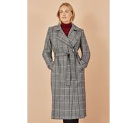 Yumi Women's Grey Check Oversize Long Biker Coat | Size: 10 Yumi Grey 10
