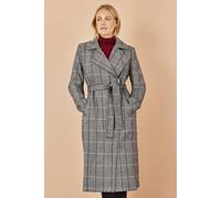 Yumi Women's Grey Check Oversize Long Biker Coat | Size: 16 Yumi Grey 16