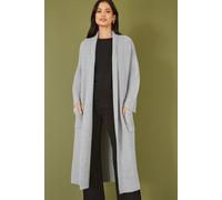 Yumi Women's Grey Knitted Maxi Cardigan With Pockets | Size: Large Yumi Grey L