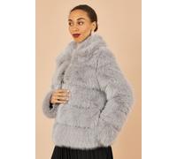 Yumi Women's Grey Luxe Faur Fur Coat | Size: 8