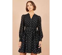 Yumi Women's Heart Print Mini Dress in Black | Size: 8