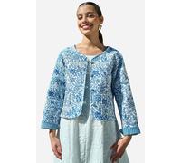 Yumi Women's Indian Print Reversible Cotton Quilted in Light Blue | Size: 10 Yumi Light Blue 10