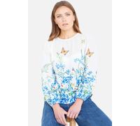 Yumi Women's Ivory Butterfly Print Long Sleeve Top in White | Size: 16 Yumi White 16