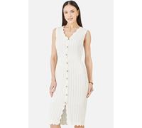 Yumi Women's Ivory Cotton Scallop Crochet Knitted Dress in Warm White | Size: Small Yumi Warm White S