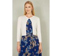Yumi Ivory Diamante Button Cropped Cardigan L White