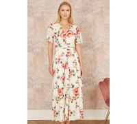 Yumi Women's Ivory Floral Mesh Tiered Maxi Dress | Size: 16 Yumi Ivory 16