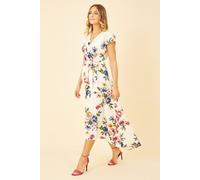 Yumi Women's Ivory Floral Wrap Dip Hem Dress | Size: 22 Yumi Ivory 22