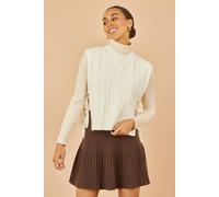 Yumi Women's Ivory Flower Cable Knit Tie Side Pullover | Size: Medium Yumi Ivory M