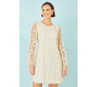 Yumi Women's Ivory Long Sleeve Floral Applique Tunic | Size: 16 Yumi Ivory 16
