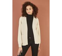 Yumi Women's Ivory Metallic Slouchy Cardigan With Pockets | Size: Medium/Large Yumi Ivory M/L