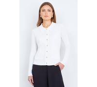 Yumi Women's Ivory Ribbed Collar Button Up Cardigan | Size: Small Yumi Ivory S