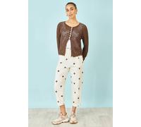 Yumi Women's Ivory Spot Print Cotton Canvas Chinos | Size: 8 Yumi Ivory 8