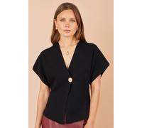 Yumi Women's Kimono Cardigan With Button in Black | Size: Large Yumi Black L