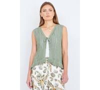 Yumi Women's Knitted Cotton Tie Waistcoat Top in Green | Size: Small