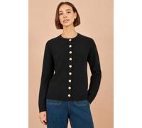 Yumi Women's Knitted Fitted Peplum Cardigan Sweater in Black | Size: Medium