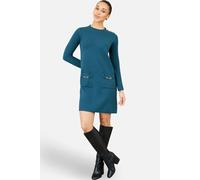 Yumi Women's Knitted Tunic Dress With Gold Hardware Details in Turquoise | Size: Large