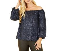 Yumi Womens/Ladies Sequin Off-the-Shoulder Blouse8 UK Navy GT33102