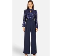 Yumi Women's Long Sleeve Sequin Jumpsuit in Dark Navy | Size: 10