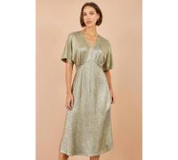 Yumi Women's Metallic Stretch Midi Dress in Gold | Size: 10