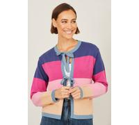 Yumi Women's Multicolour Block Stripe Tie Front Cardigan | Size: Large Yumi Multicolor L