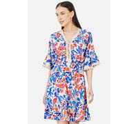 Yumi Women's Multicolour Leaf Print Viscose Kimono Sleeve Tunic in Ecru | Size: 8 Yumi Ecru 8