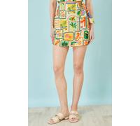 Yumi Women's Multicolour Postcard Print Cotton Wrap Skirt | Size: 16 Yumi Multicolor 16