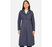 Yumi Women's Navy Belted Long Trench Coat With Belt in Mid Navy | Size: 16 Yumi Mid Navy 16