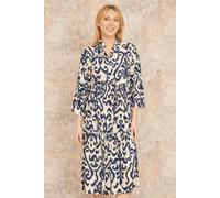 Yumi Women's Navy Block Print Kaftan in Ivory | Size: 10