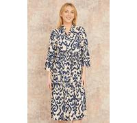 Yumi Women's Navy Block Print Kaftan in Ivory | Size: 12 Yumi Ivory 12