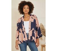 Yumi Women's Navy Blossom Print Kimono | Size: 14 Yumi Navy 14