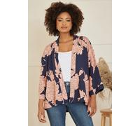 Yumi Navy Floral Blossom Print Kimono (Navy, 8)