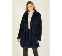 Yumi Women's Navy Faux Fur Coat | Size: 8 Yumi Navy 8