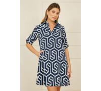 Navy Geo Print Tunic With Pockets Yumi Navy 12