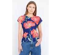 Yumi Women's Navy Poppy Mesh Top | Size: 8
