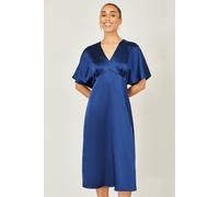 Yumi Women's Navy Satin Midi Kimono Dress | Size: 18 Yumi Navy 18