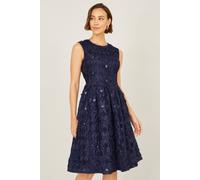 Yumi Women's Navy Sequin Floral Applique Skater Dress | Size: 8