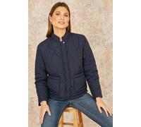 Yumi Women's Navy Short Quilted Jacket | Size: 14