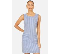 Yumi Women's Navy Stripe Cotton Shift Dress in Bright Blue | Size: 10 Yumi Bright Blue 10