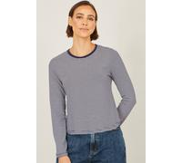 Yumi Women's Navy Striped Jersey Long Sleeve T-Shirt | Size: 12 Yumi Navy 12