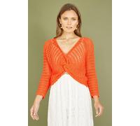 Yumi Women's Orange Crochet Cotton Twisted Bolero Top | Size: Small