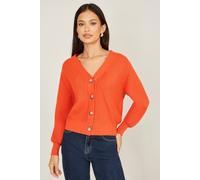 Yumi Women's Orange Relaxed Fit Cardigan With Stitch Detail | Size: Medium Yumi Orange M