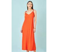 Yumi Women's Orange Viscose Maxi Beach Dress | Size: 8
